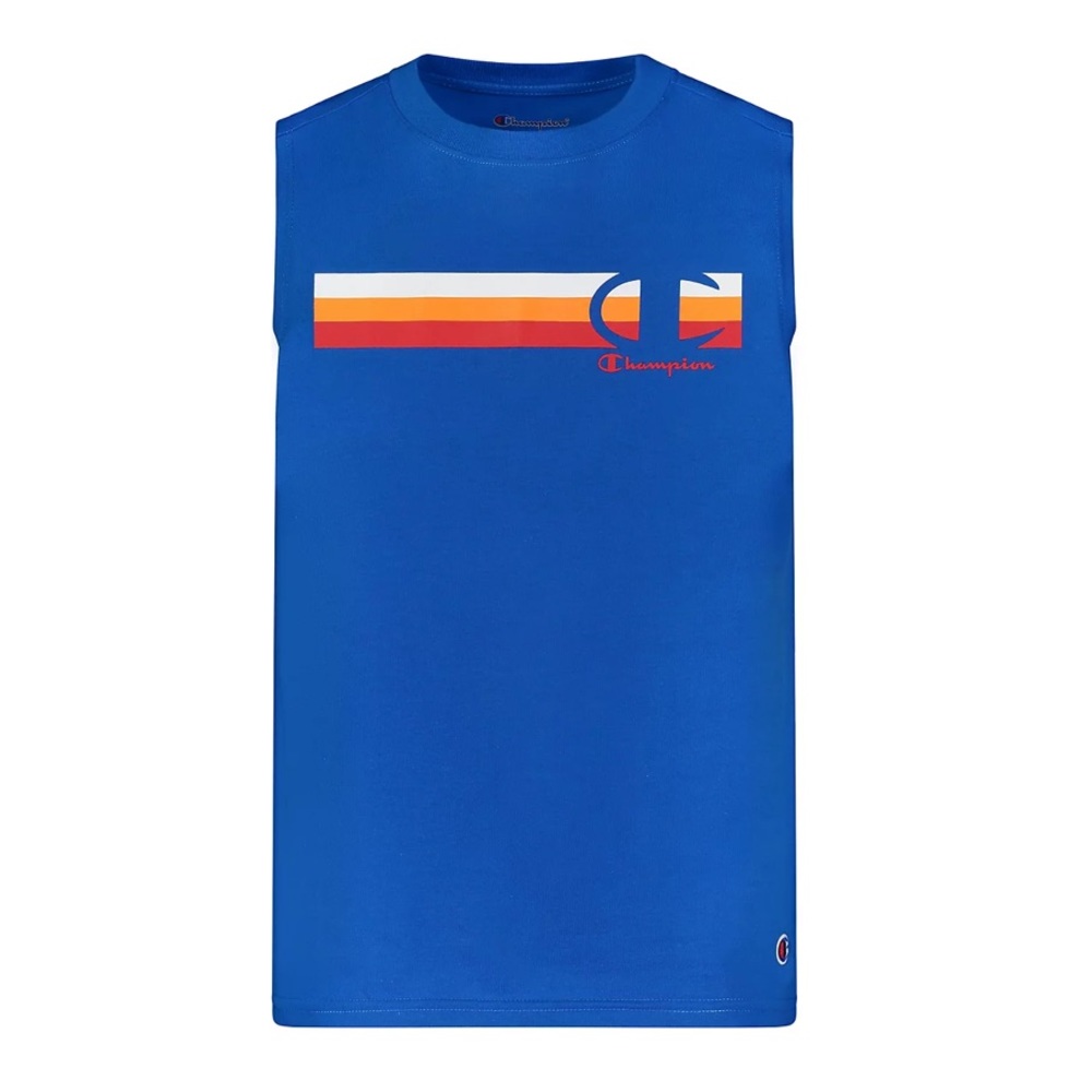 NWT-Boys Champion® Striped C Muscle Tee-Color Bozetto Blue.